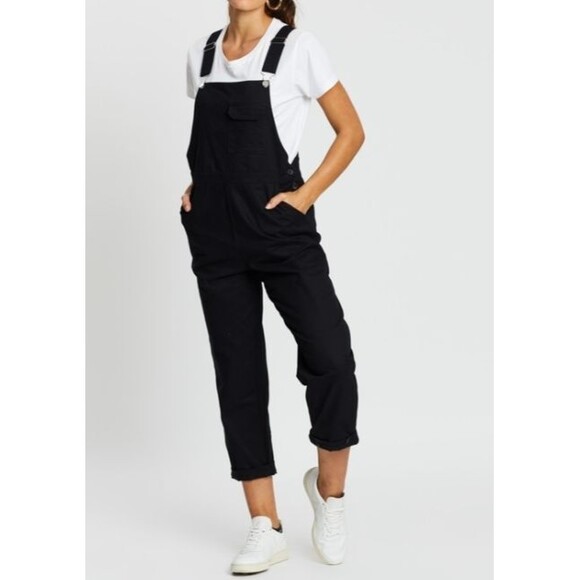 Atmos&Here Bobbie Overalls Australian Brand Size US 6 (AU 10) Cotton Black Relax - Picture 1 of 14